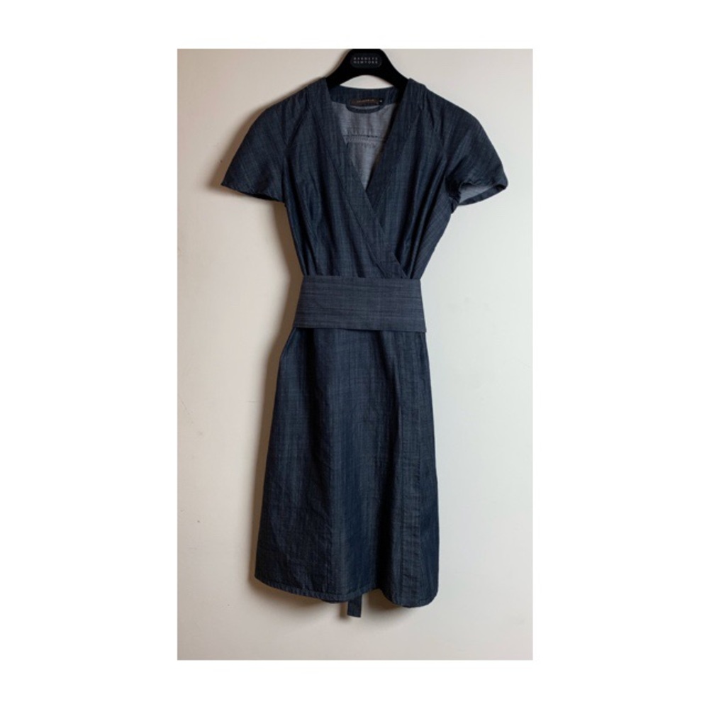 LINDA LOUDERMILK DARK CHAMBRAY WRAP DRESS